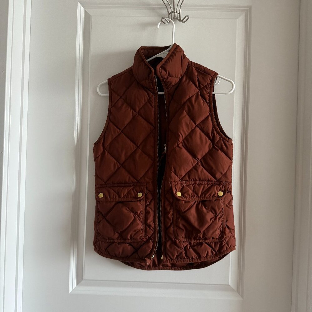 JCrew Women's Brown/Copper Puffer Lightweight Quilted Vest Size XXS